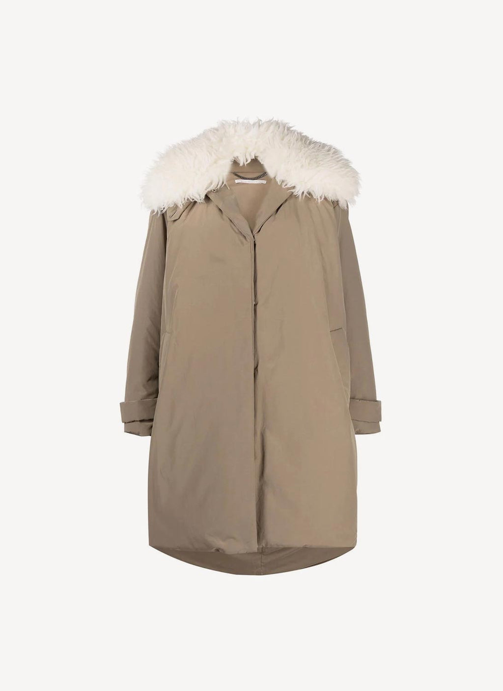 Stella Mc Cartney - Manteau à col en fourrure artificielle - Taupe - Femme