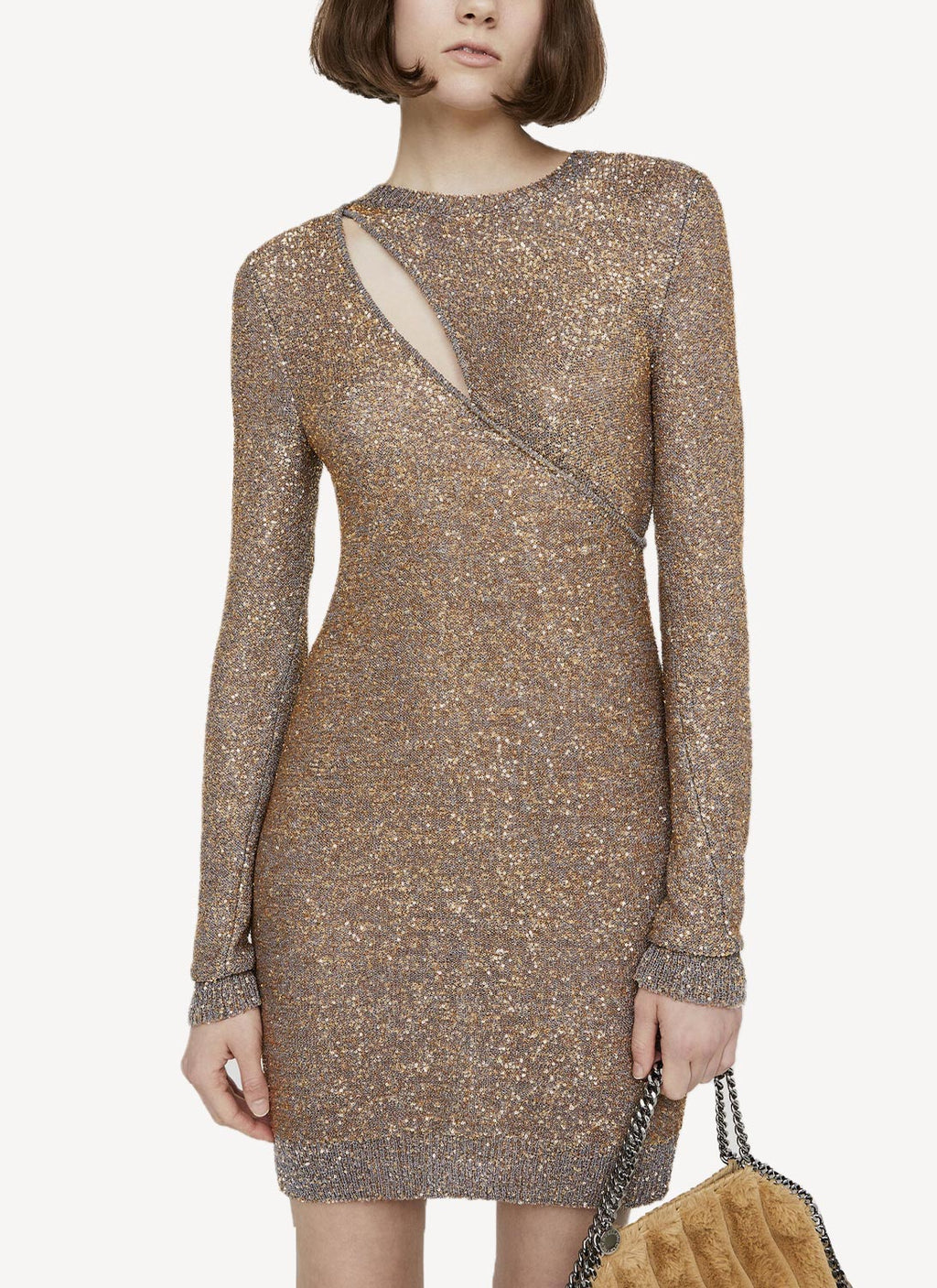 Stella Mc Cartney - Ready-To-W Sequin Drip Mini Dress - Grey/Gold - Women