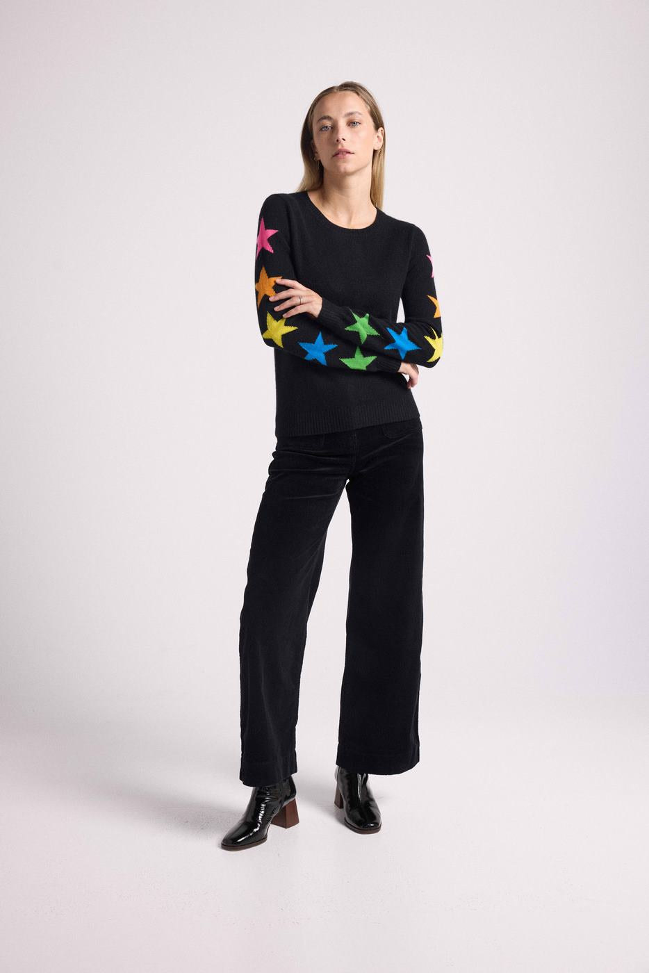 Jersey Cuello Redondo Estrellas Mangas Stella - Negro Multicolor