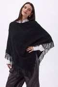 Poncho À Franges Stepp - Noir - Femme