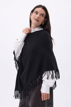 Poncho À Franges Stepp - Noir - Femme
