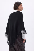 Poncho À Franges Stepp - Noir - Femme