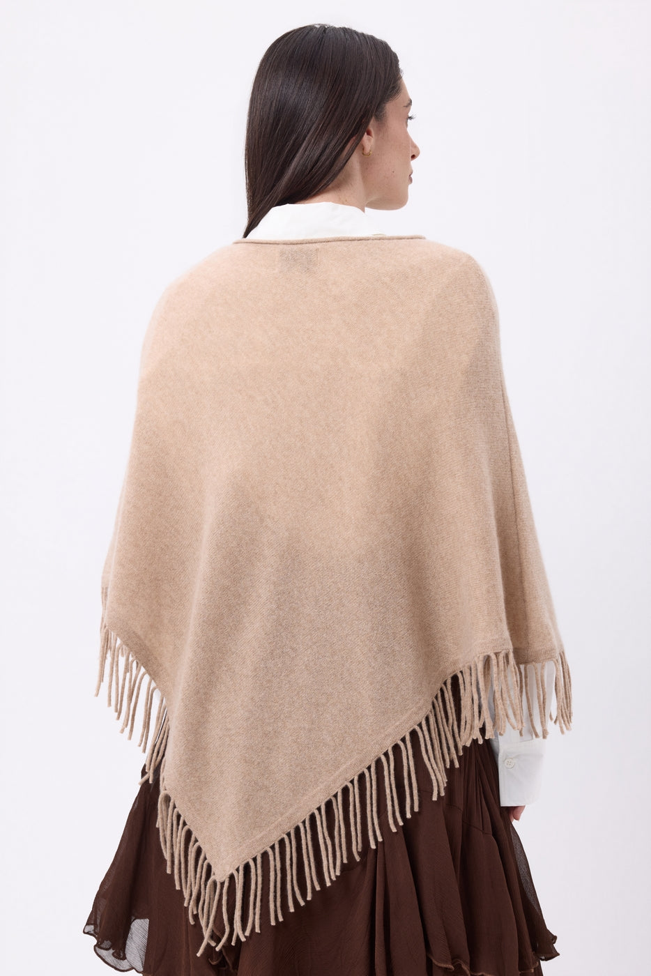 Poncho À Franges Stepp - Beige Creme - Femme
