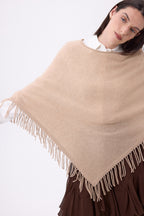 Poncho À Franges Stepp - Beige Creme - Femme