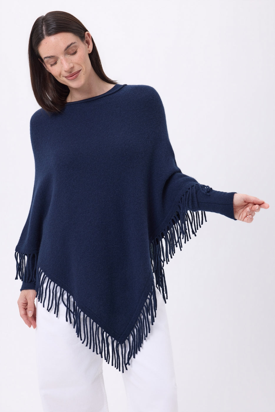 Poncho À Franges Stepp - Bleu Marine - Femme