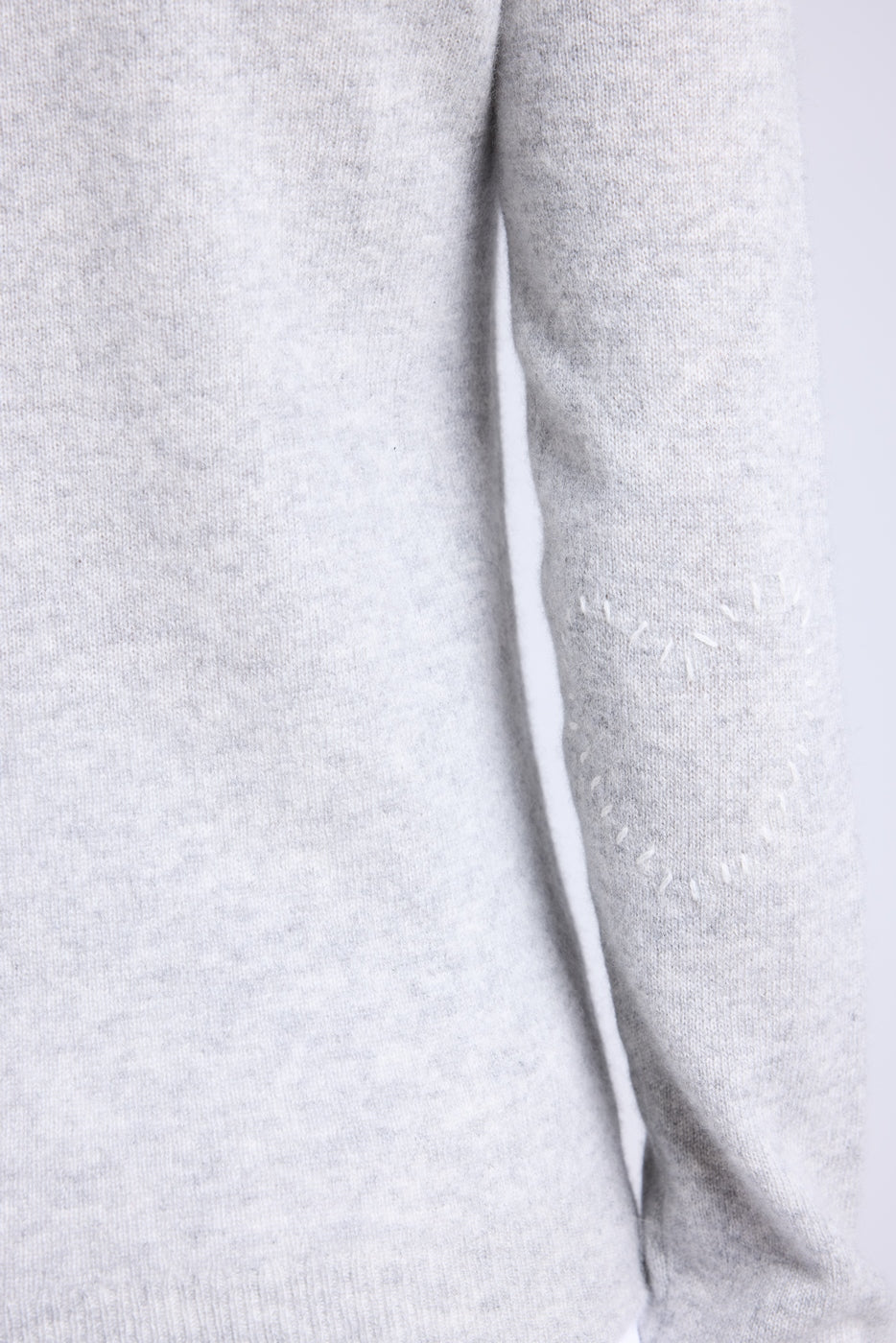 Jersey de cuello redondo con corazones cosidos en los codos Stitch - Gris claro blanco - Mujer