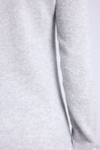 Jersey de cuello redondo con corazones cosidos en los codos Stitch - Gris claro blanco - Mujer