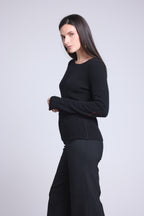 Stitch Stitched Heart Elbow Patch Crew-Neck Jumper - Black Red - Women