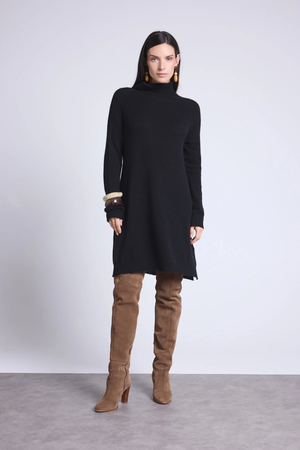 Robe Col Roule Sultana - Noir - Femme
