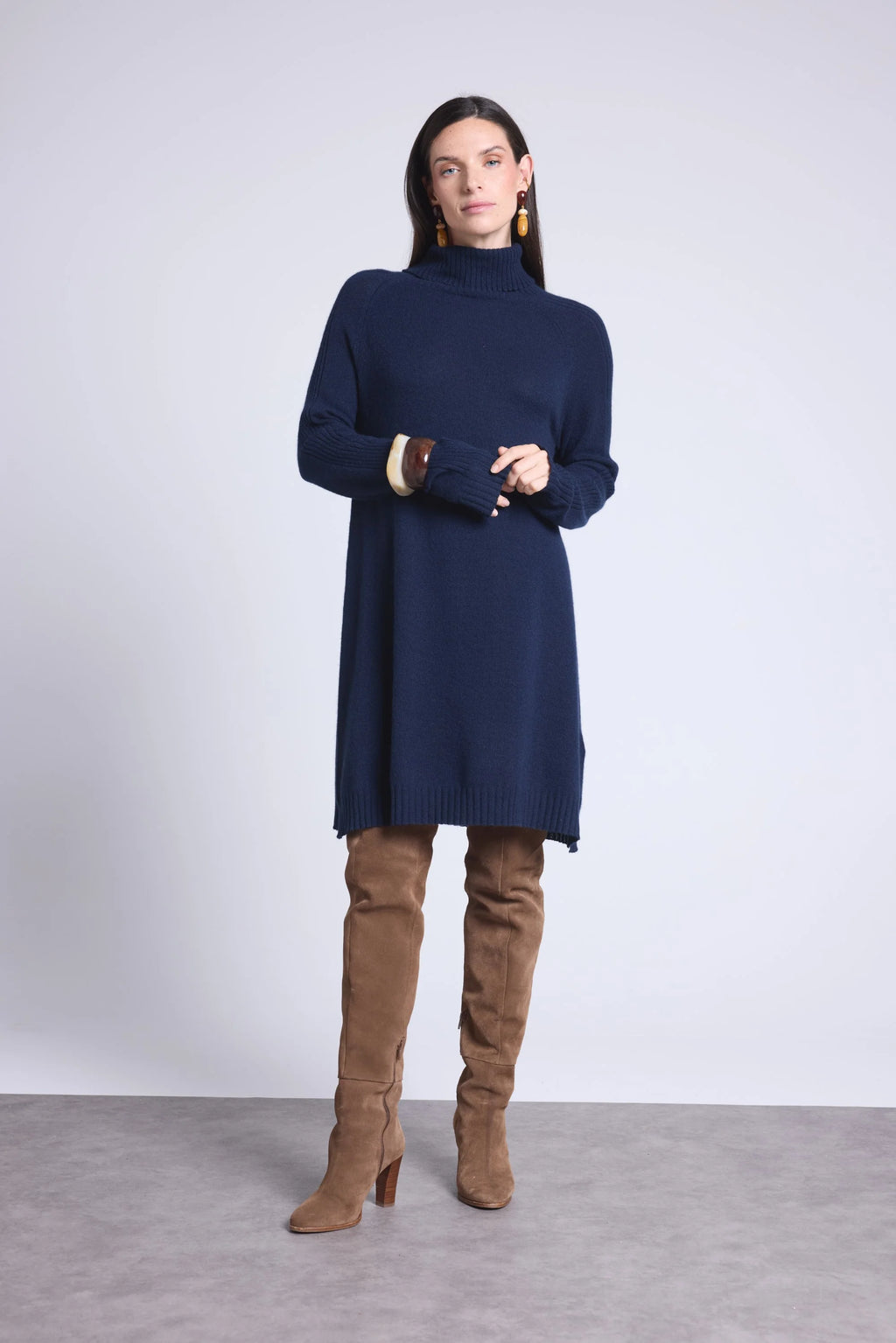 Robe Col Roule Sultana - Bleu Marine - Femme