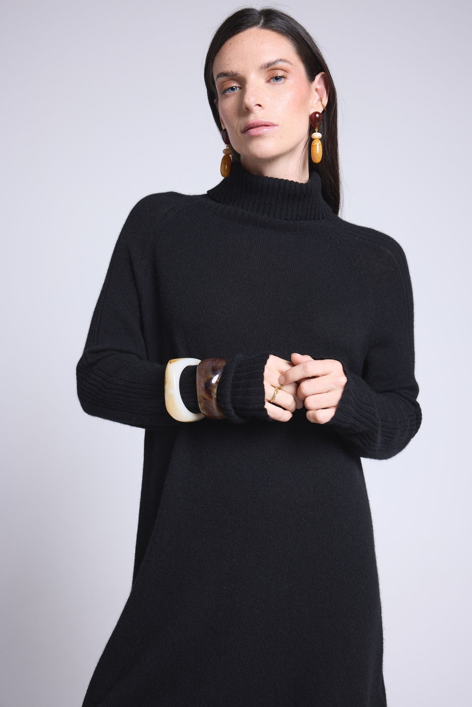Robe Col Roule Sultana - Noir - Femme