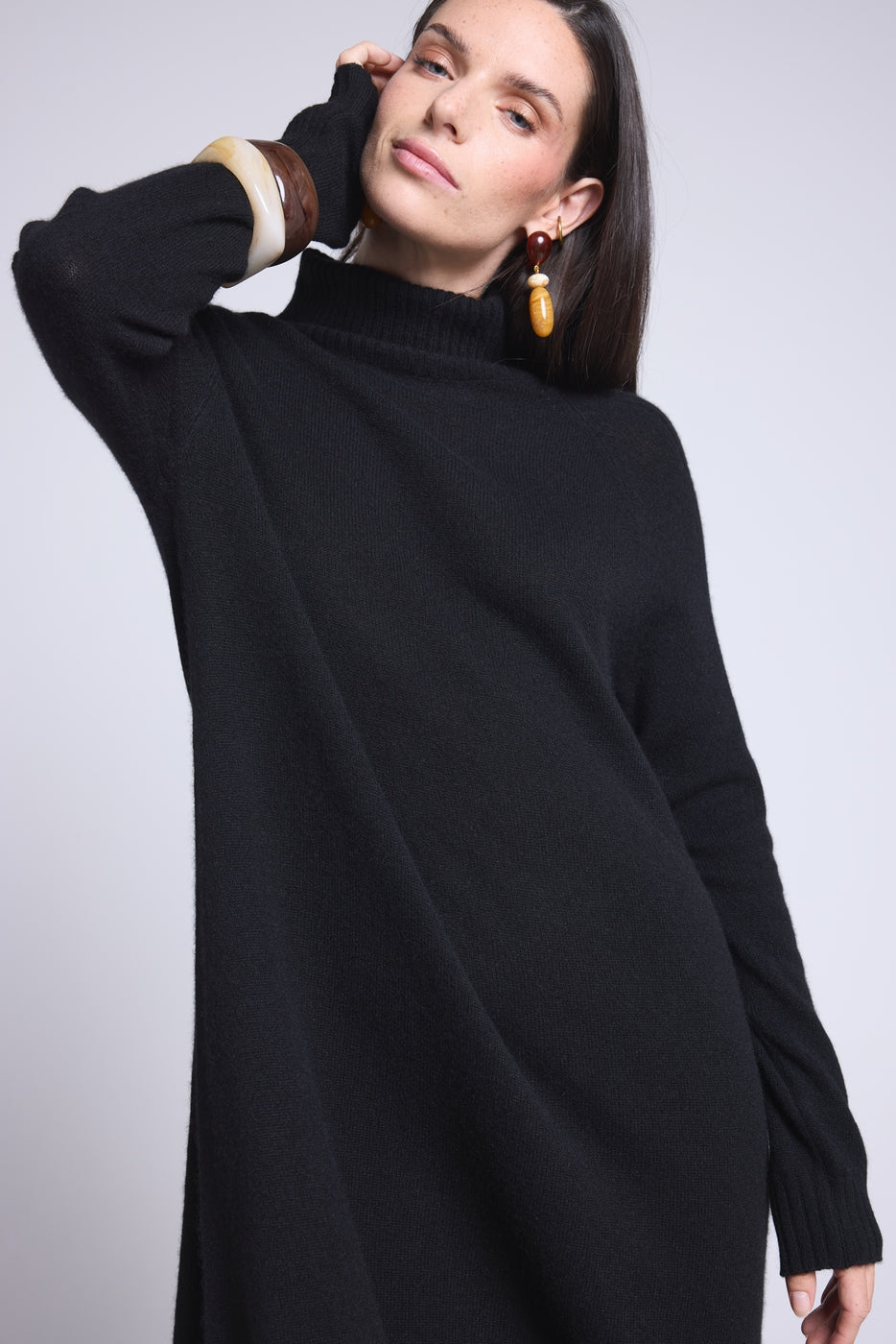 Robe Col Roule Sultana - Noir - Femme