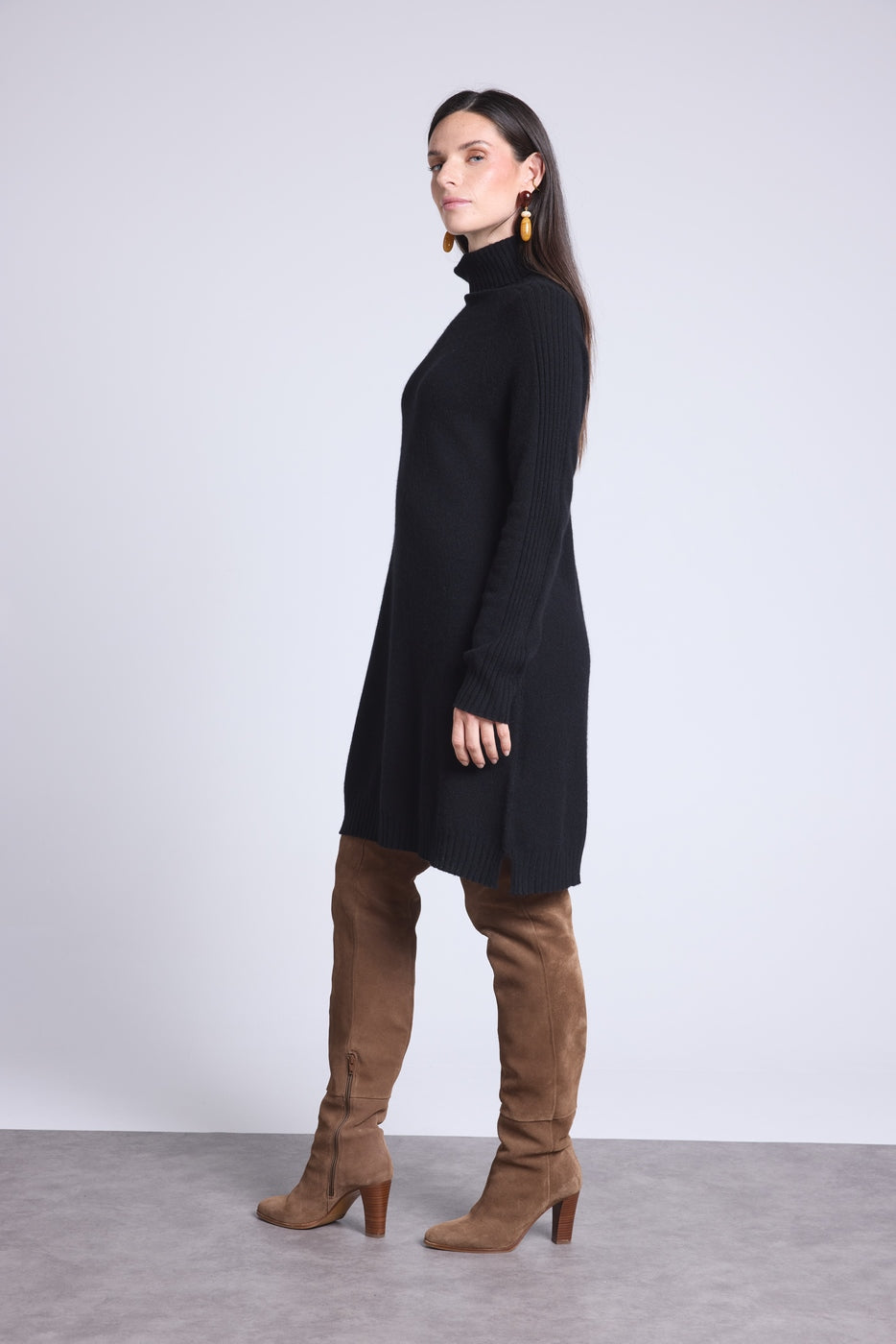 Robe Col Roule Sultana - Noir - Femme
