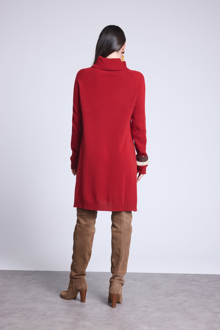 Vestido Cuello Vuelto Sultana - Rojo Burdeos - Mujer