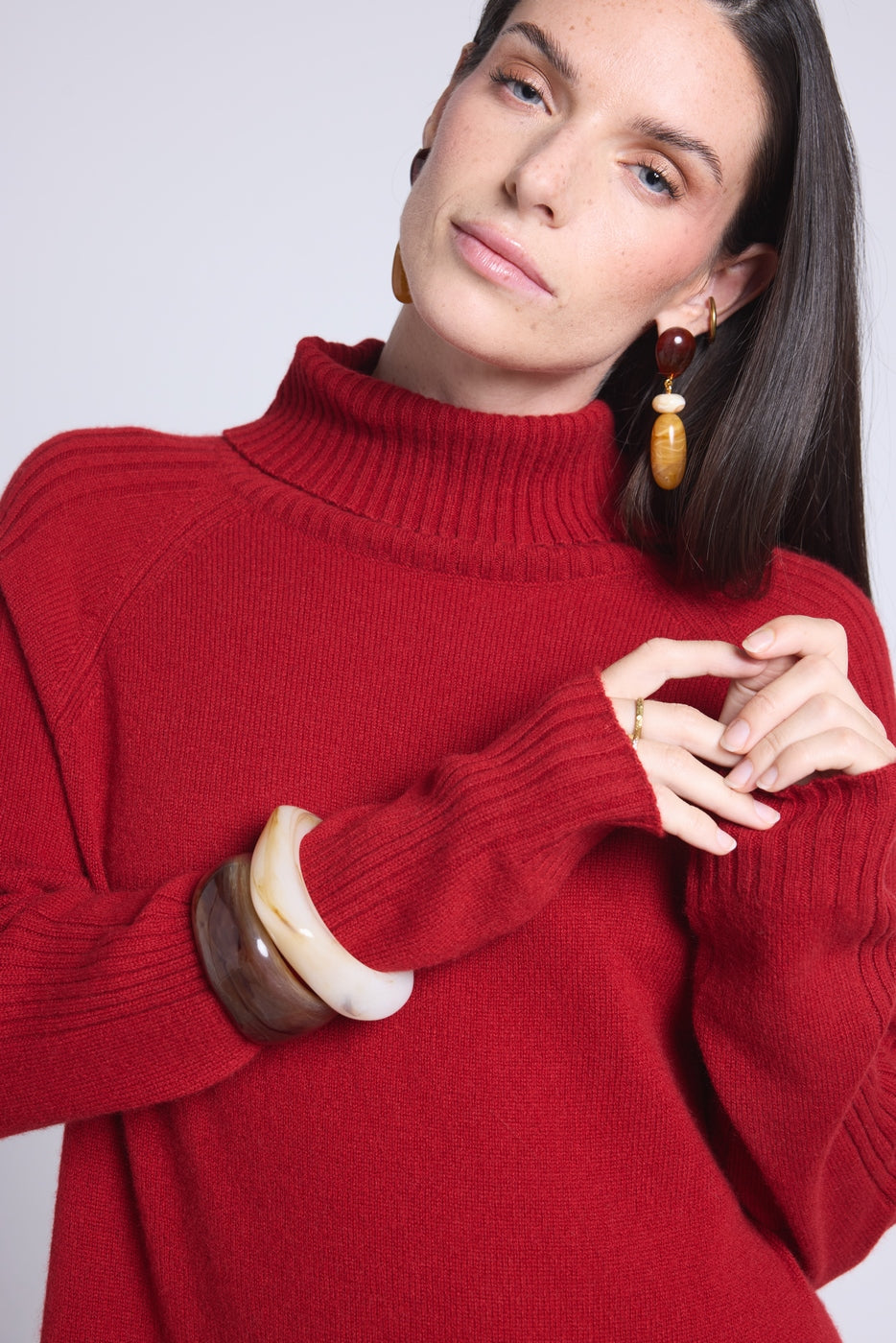 Vestido Cuello Vuelto Sultana - Rojo Burdeos - Mujer