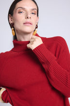 Vestido Cuello Vuelto Sultana - Rojo Burdeos - Mujer