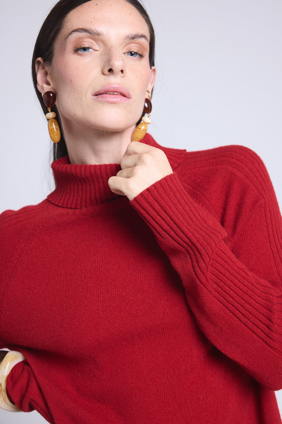 Vestido Cuello Vuelto Sultana - Rojo Burdeos - Mujer