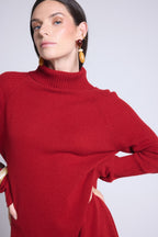 Vestido Cuello Vuelto Sultana - Rojo Burdeos - Mujer