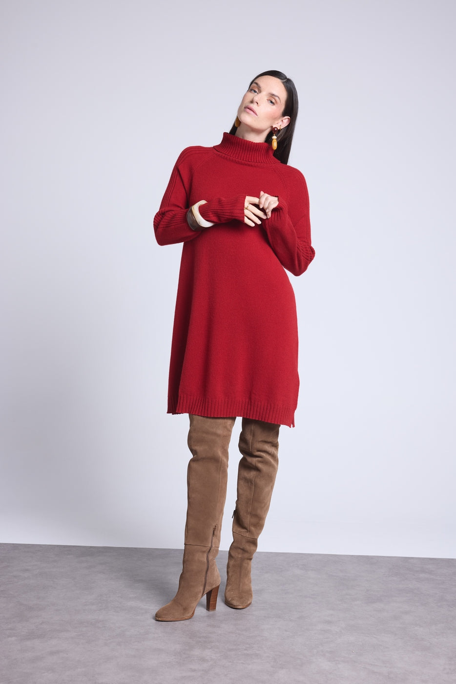 Robe Col Roule Sultana - Rouge Bordeau - Femme