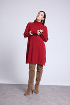 Robe Col Roule Sultana - Rouge Bordeau - Femme