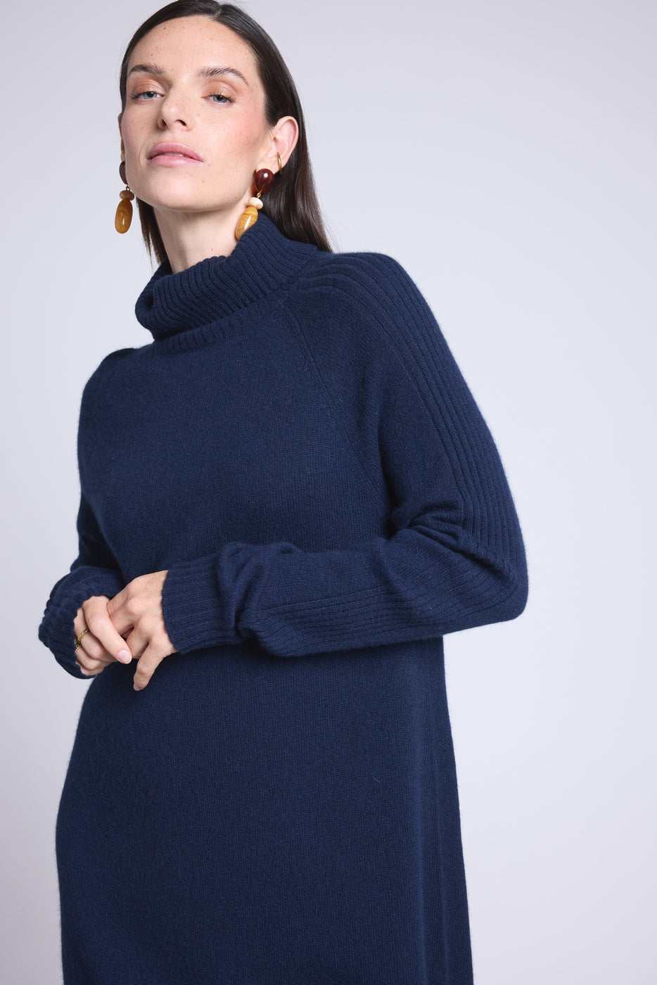 Robe Col Roule Sultana - Bleu Marine - Femme