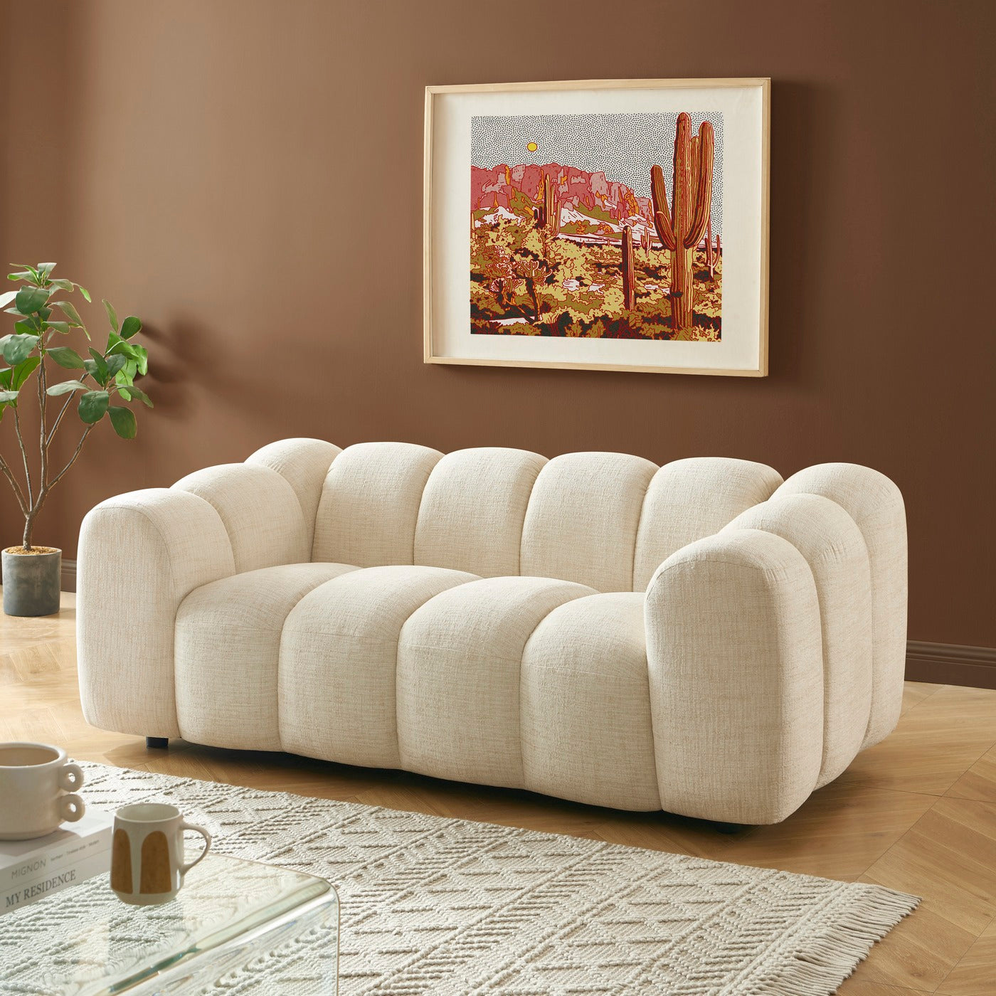 Sunny - 3 Seater Sofa - Tweed Fabric - Ecru