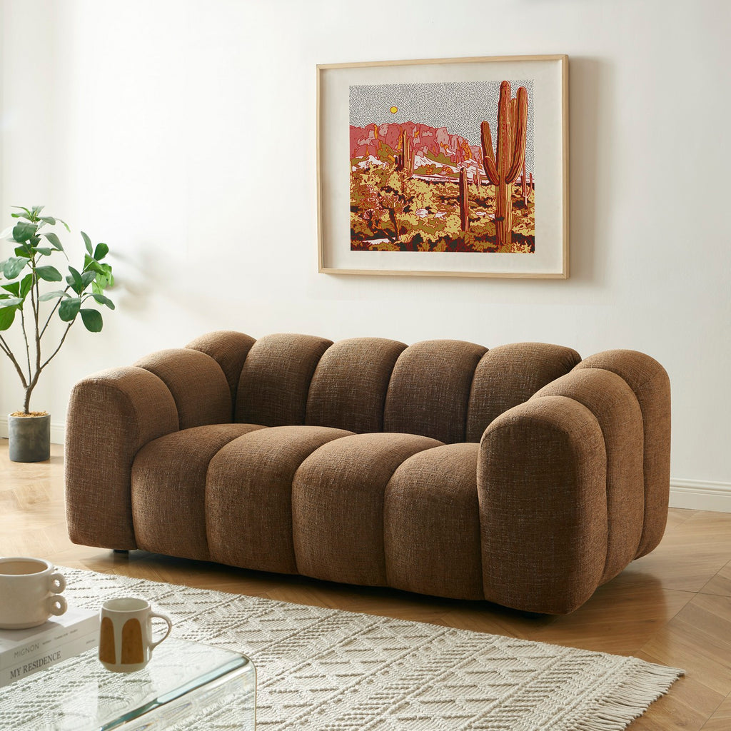 Sunny - 2 Seater Sofa - Tweed Fabric - Brown
