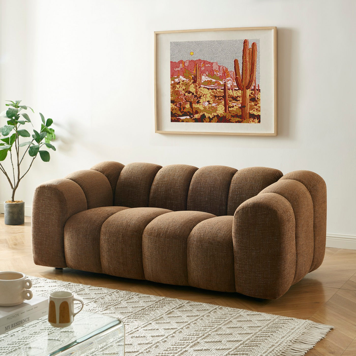 Sunny - 2 Seater Sofa - Tweed Fabric - Brown