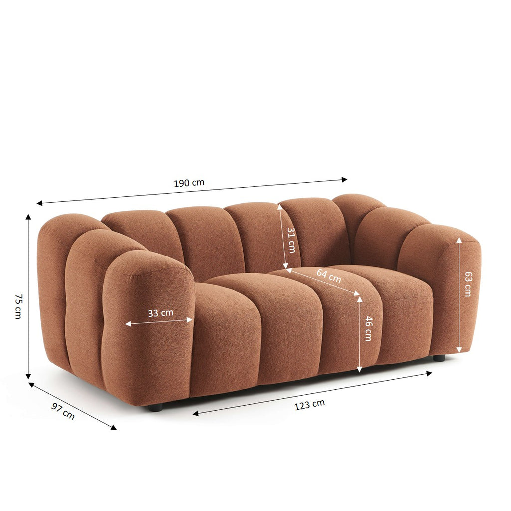 Sunny - Canapé 2 Places - Tissu Tweed - Terracotta