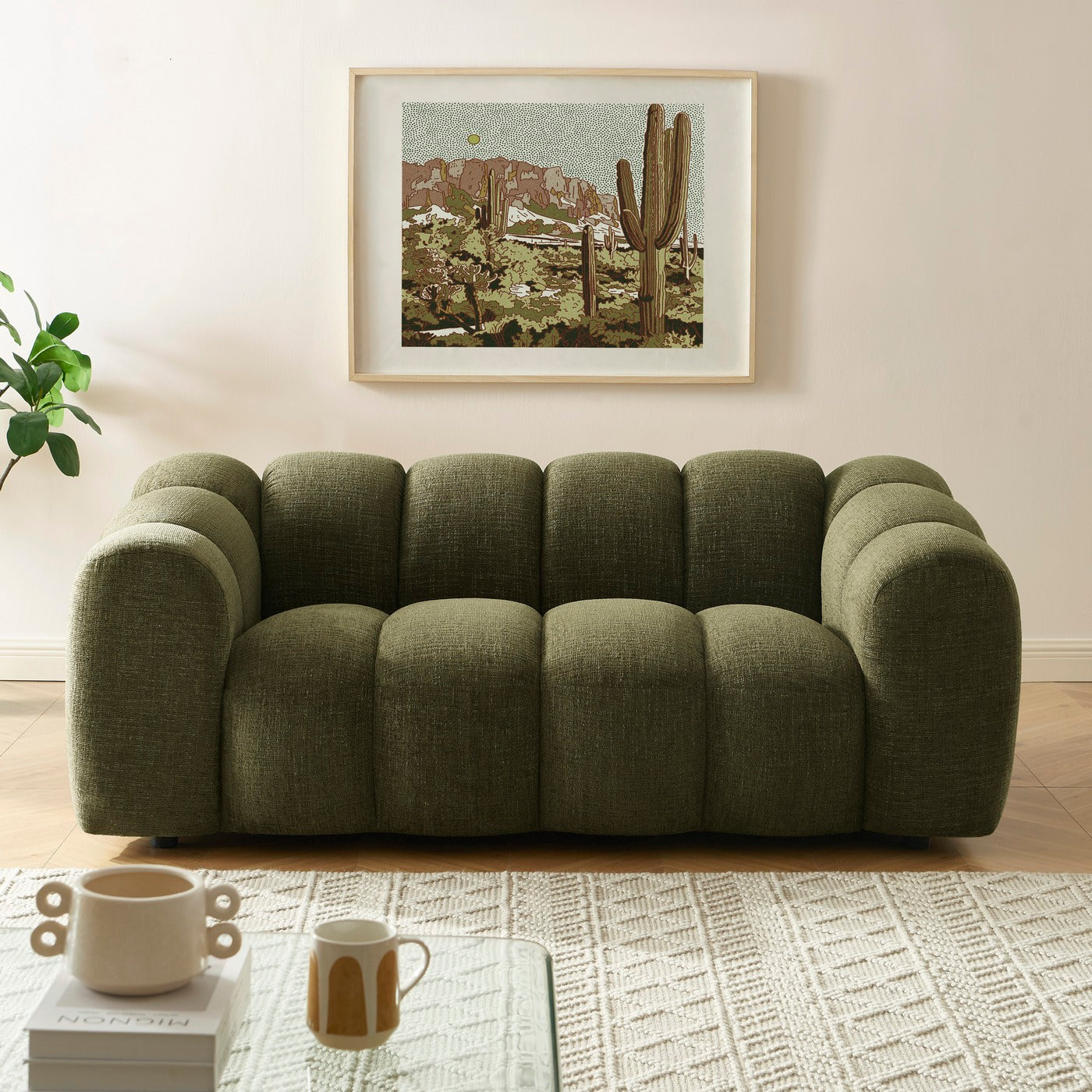 Sunny - 2 Seater Sofa - Tweed Fabric - Green