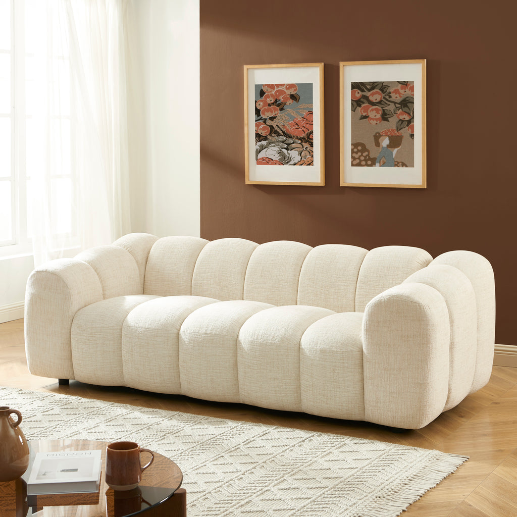 Sunny - 2-Seater Sofa - Tweed Fabric - Ecru