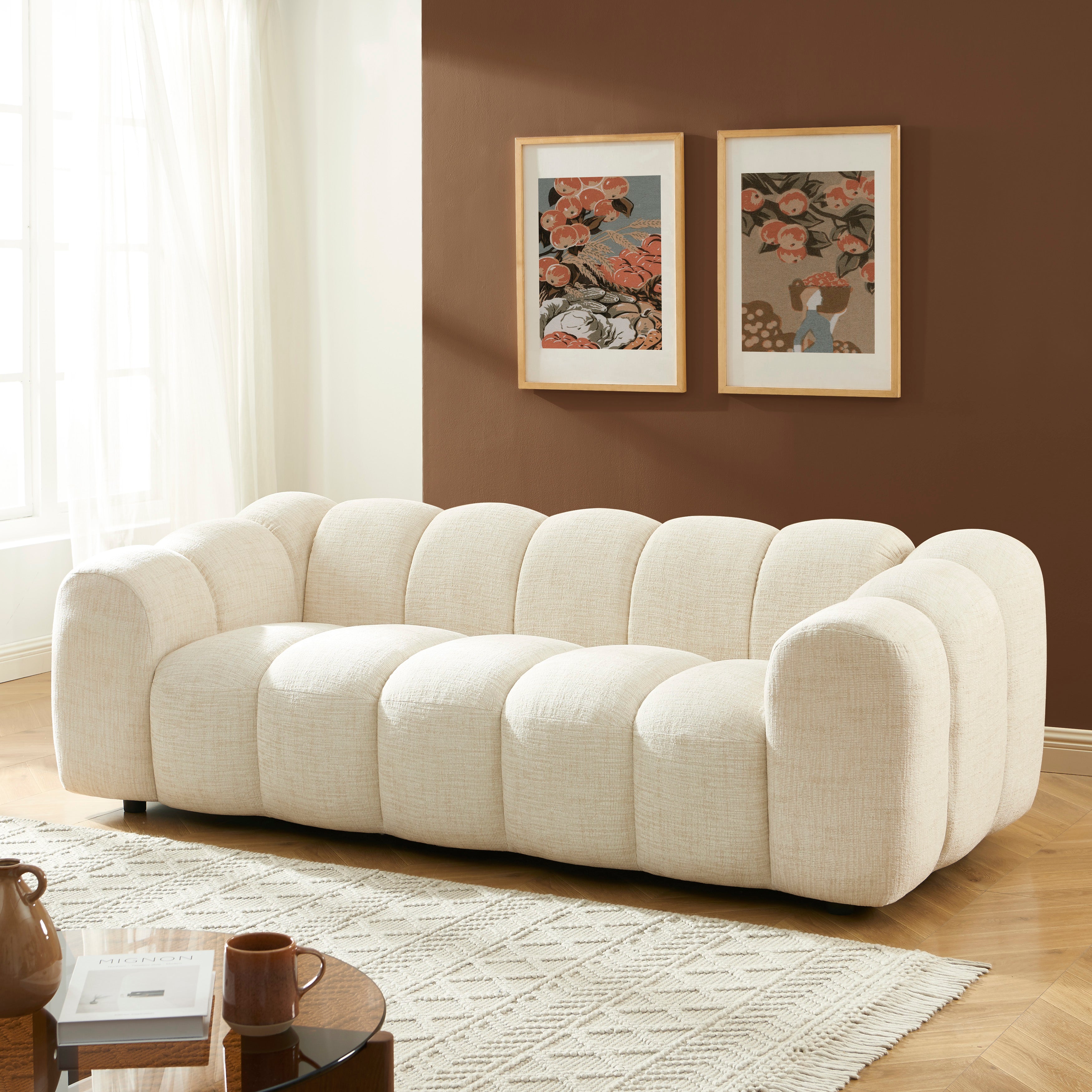 Sunny - 2-Seater Sofa - Tweed Fabric - Ecru