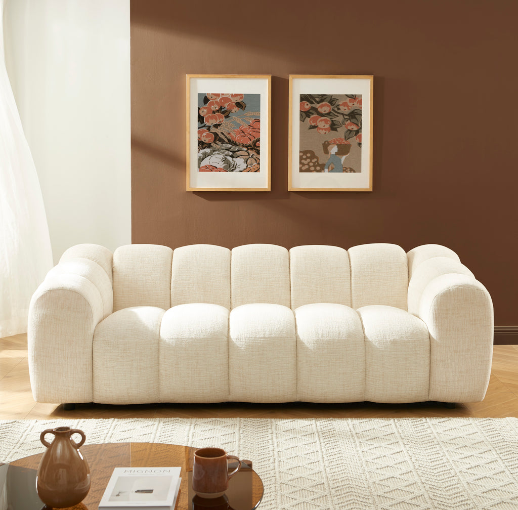 Sunny - 2-Seater Sofa - Tweed Fabric - Ecru