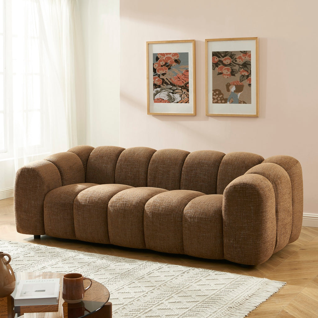 Sunny - 3-Seater Sofa - Tweed Fabric - Brown