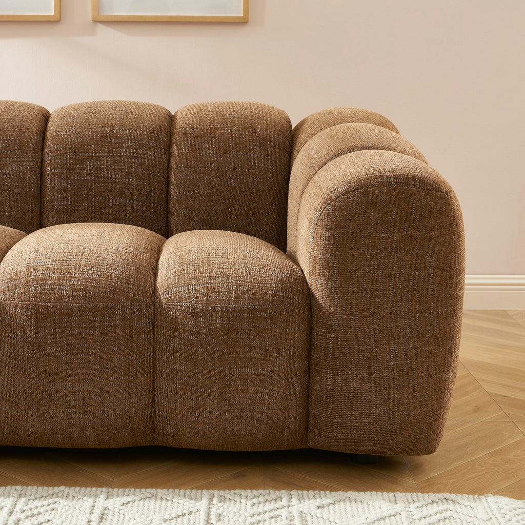 Sunny - 3-Seater Sofa - Tweed Fabric - Brown
