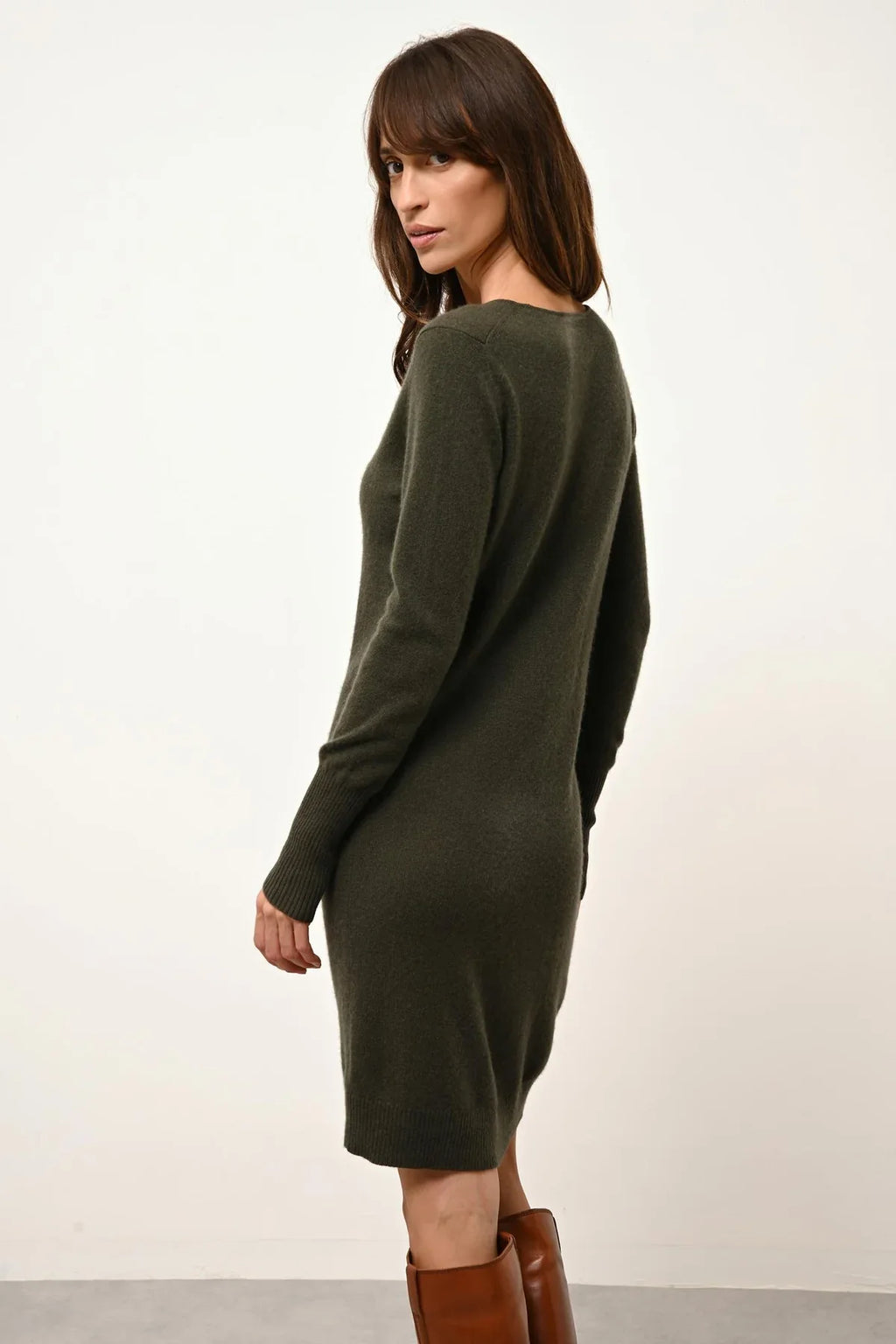 Round Neck Dress - Susan - Khaki