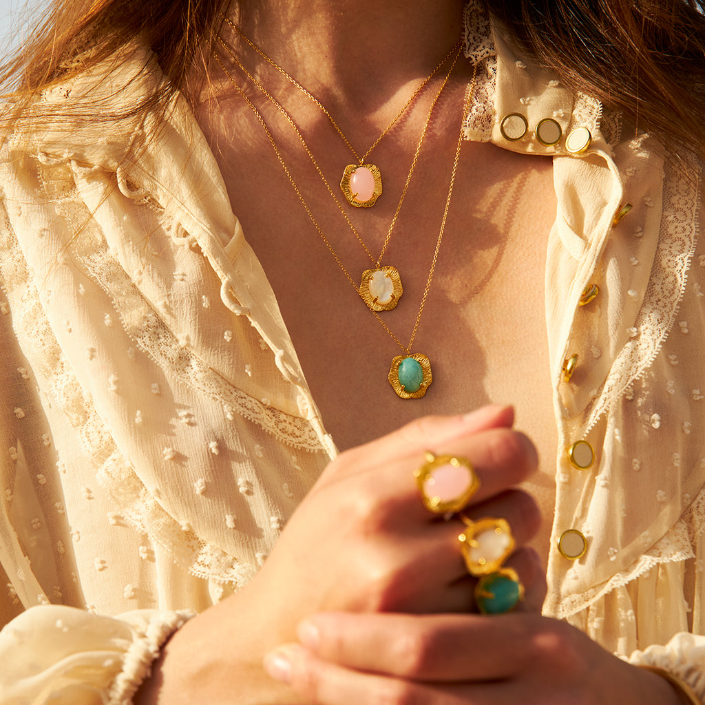 Collier Swann Quartz Rose