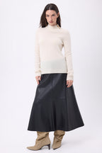 Pull Col Montant Boutons Dorés Swan - Blanc - Femme