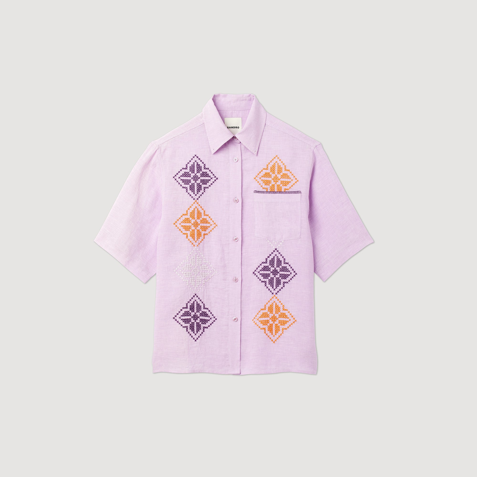 Chemise Oversize En Lin Brodé