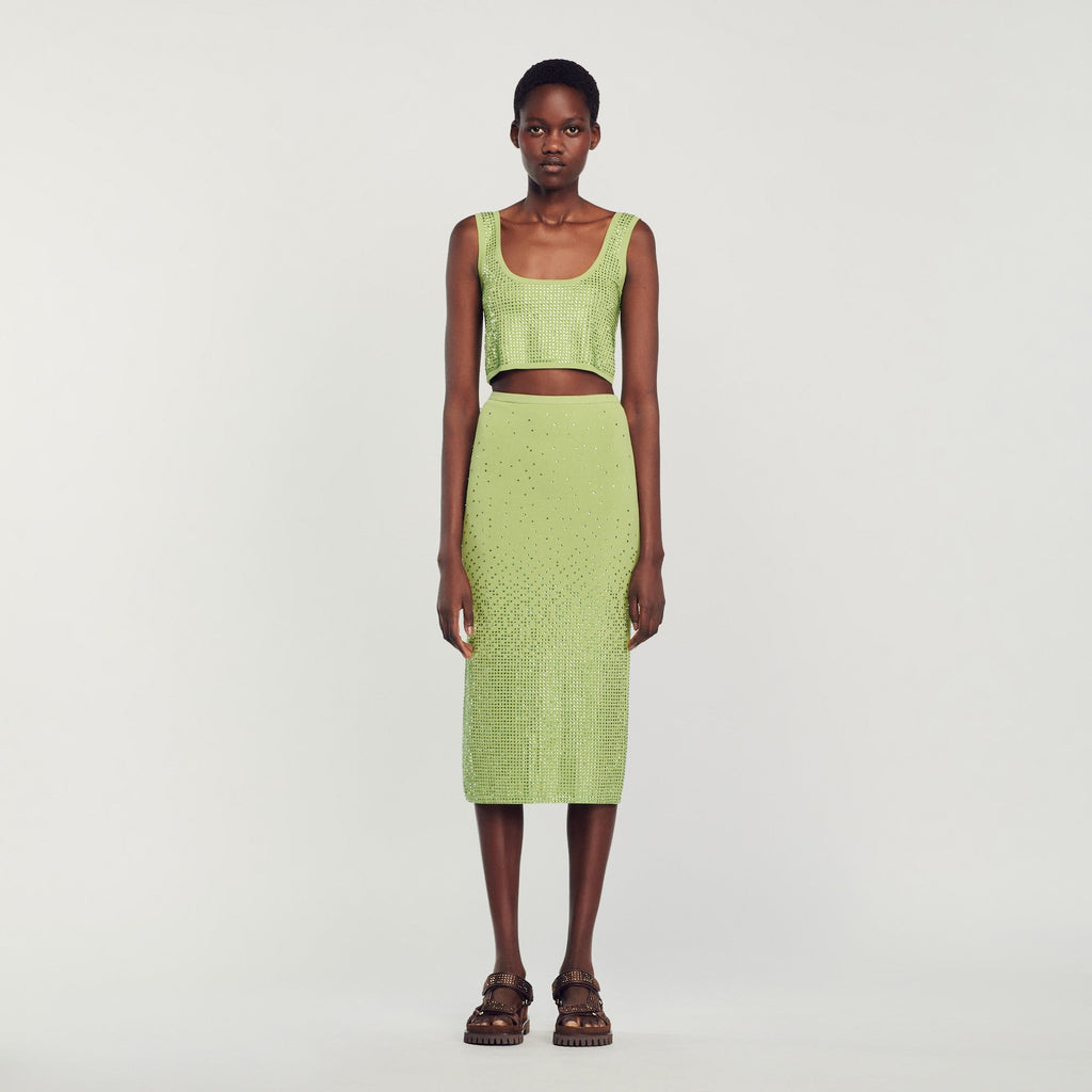 Midi Skirt Embellished With Rhinestones