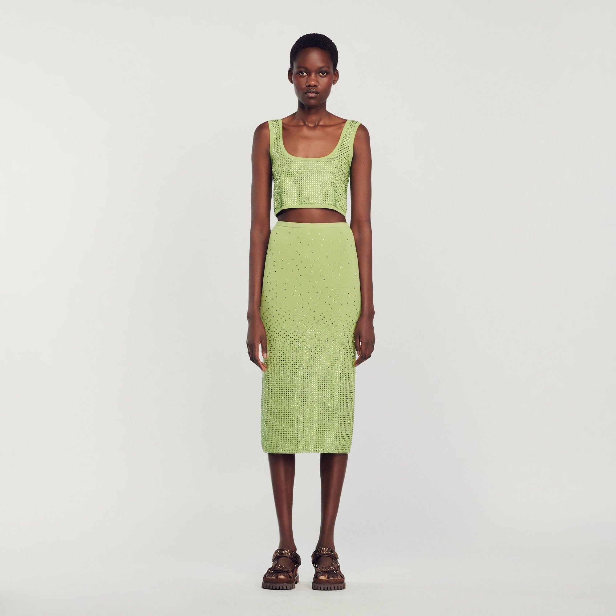 Midi Skirt Embellished With Rhinestones