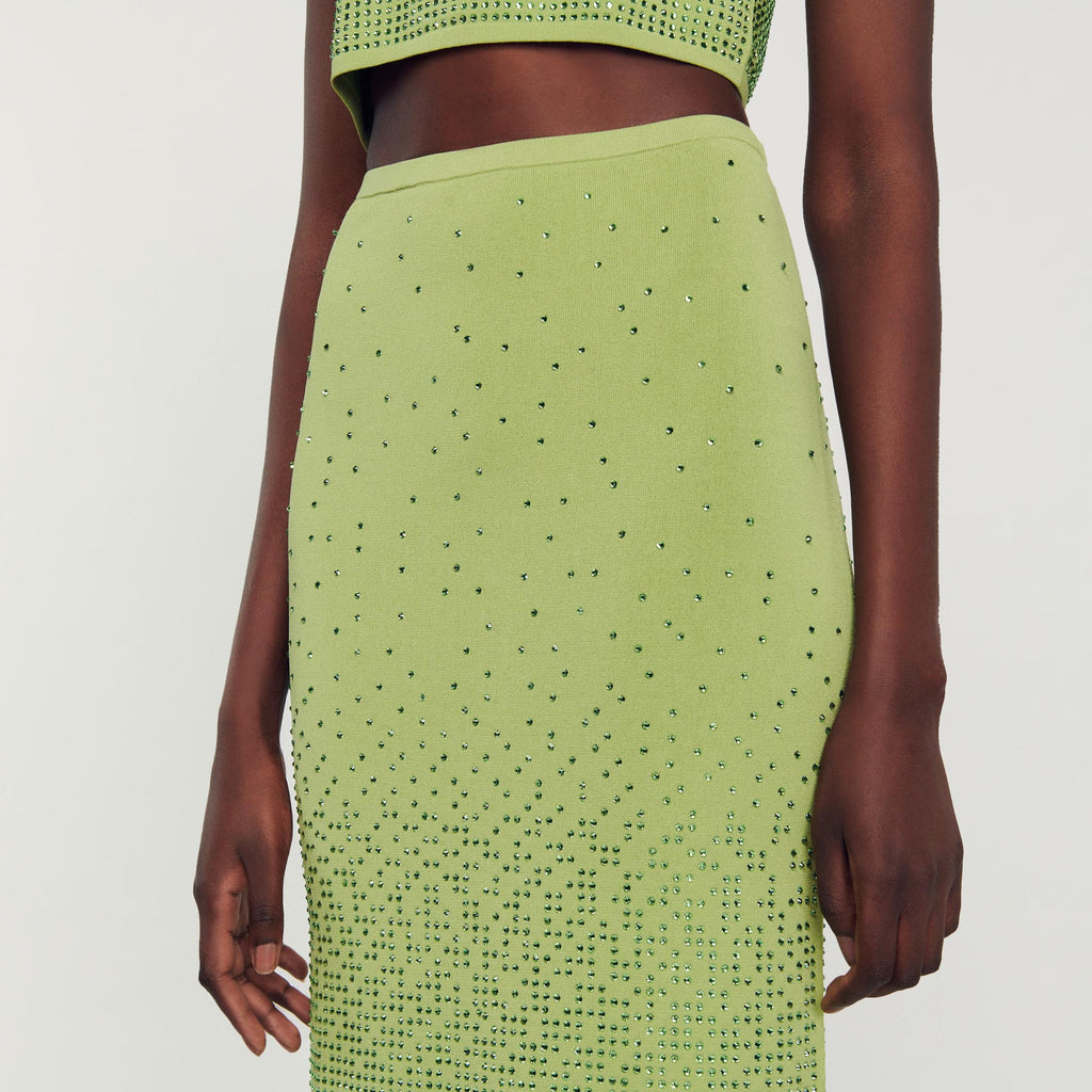 Midi Skirt Embellished With Rhinestones