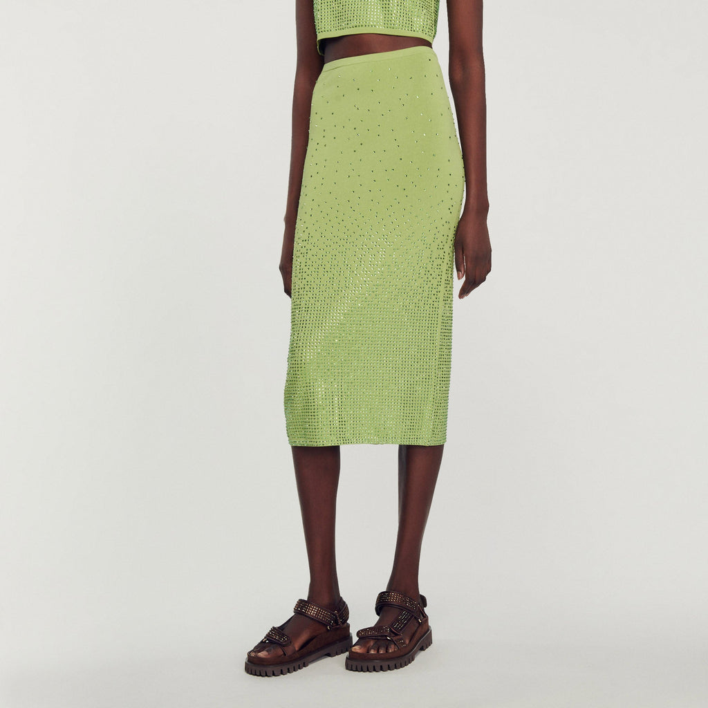 Midi Skirt Embellished With Rhinestones