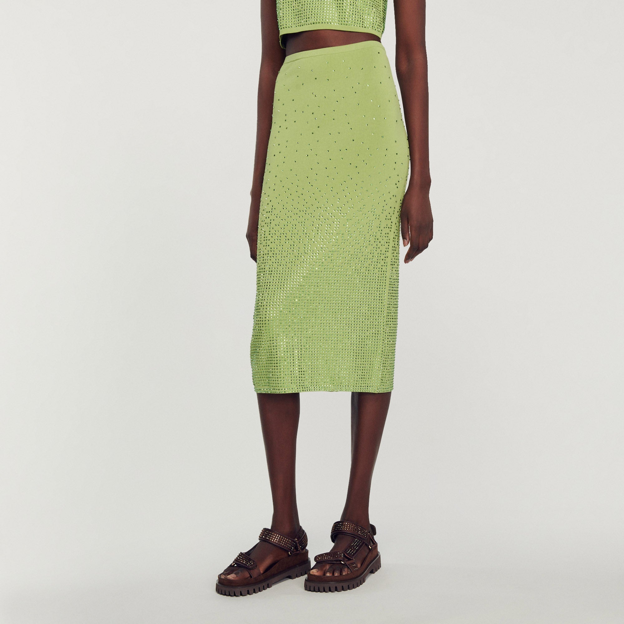 Midi Skirt Embellished With Rhinestones