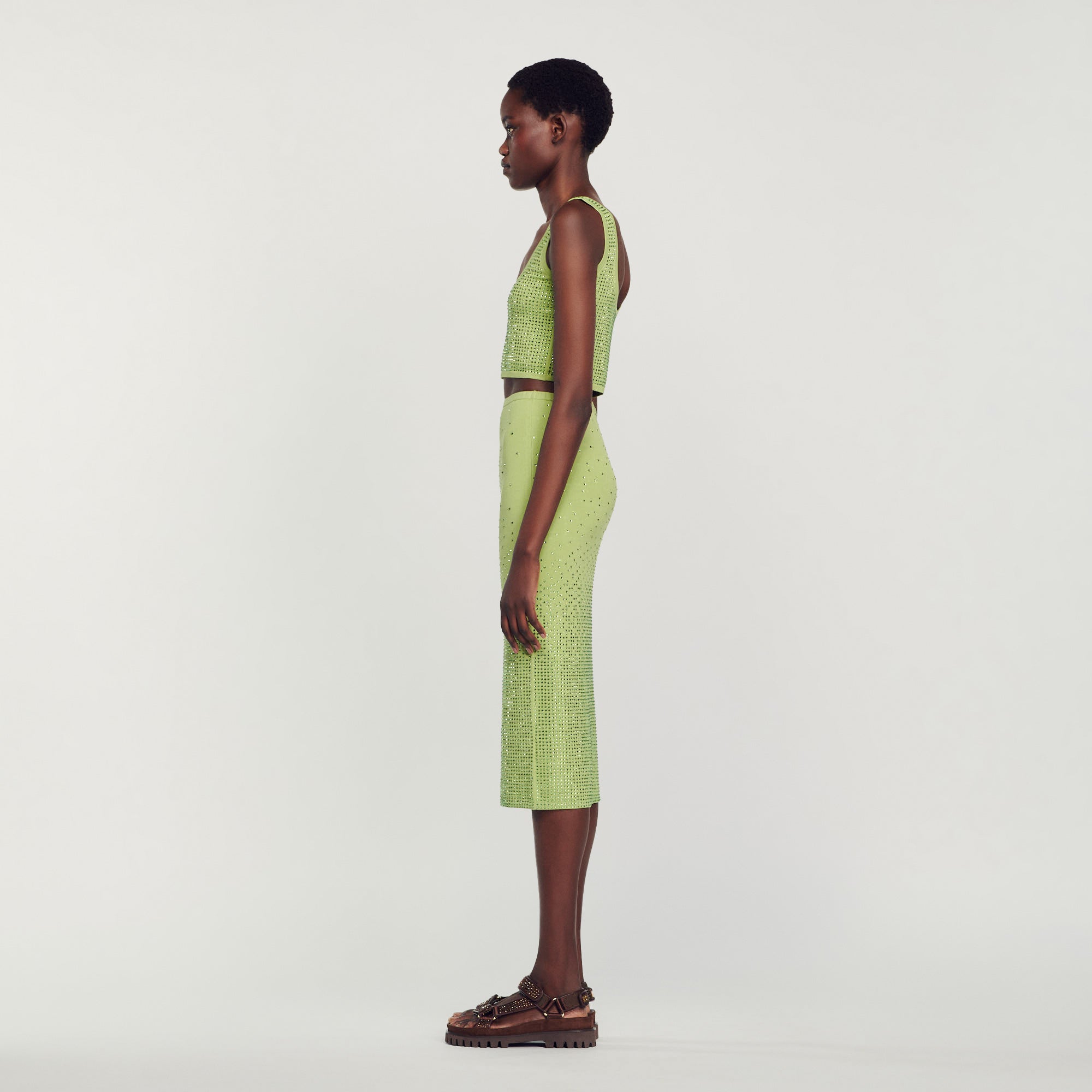 Midi Skirt Embellished With Rhinestones