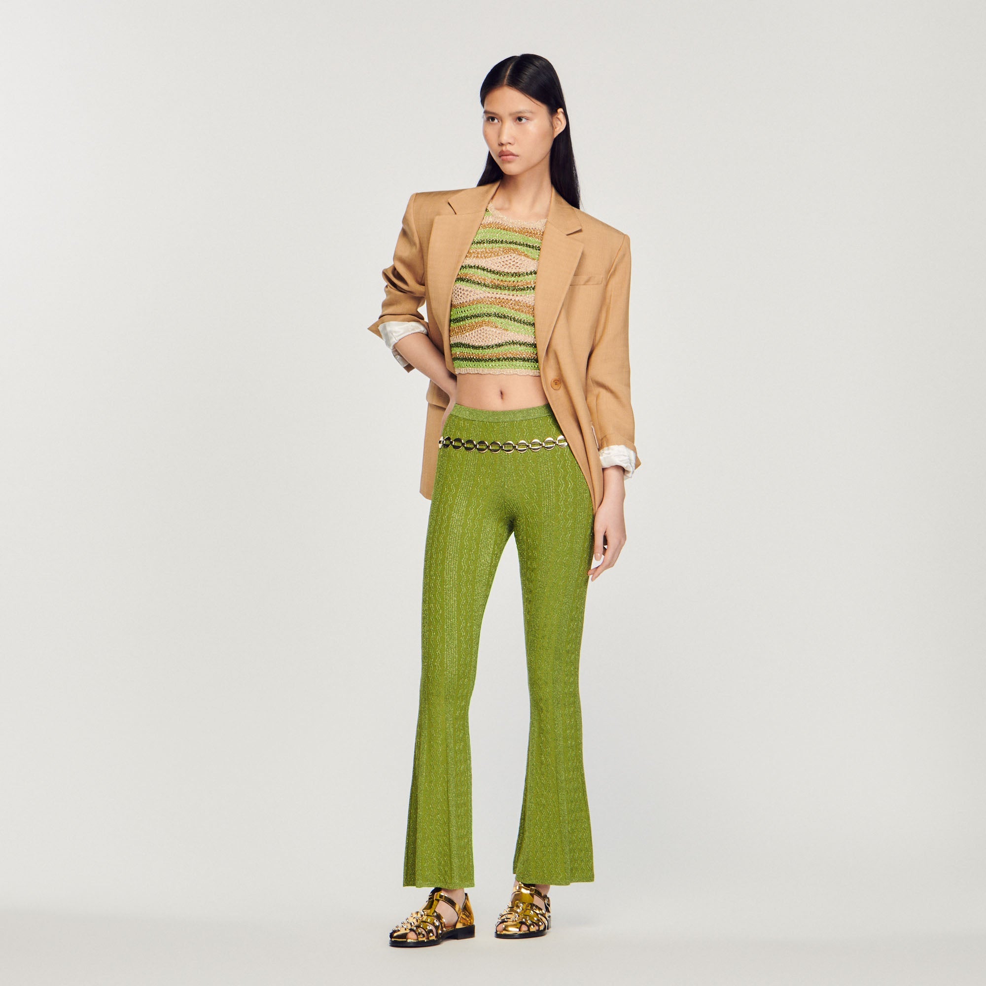 Pantalon En Maille Métallisée