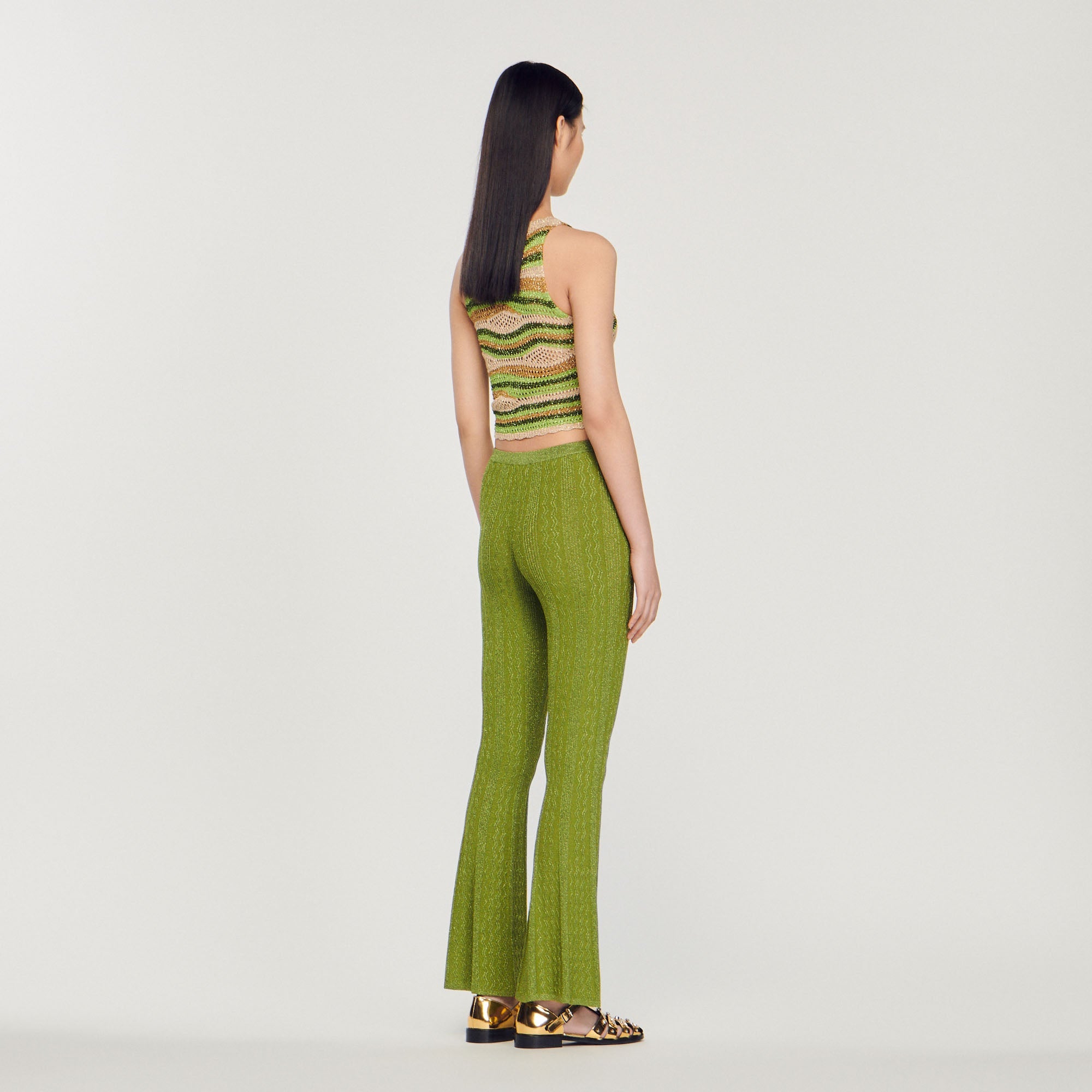 Pantalon En Maille Métallisée