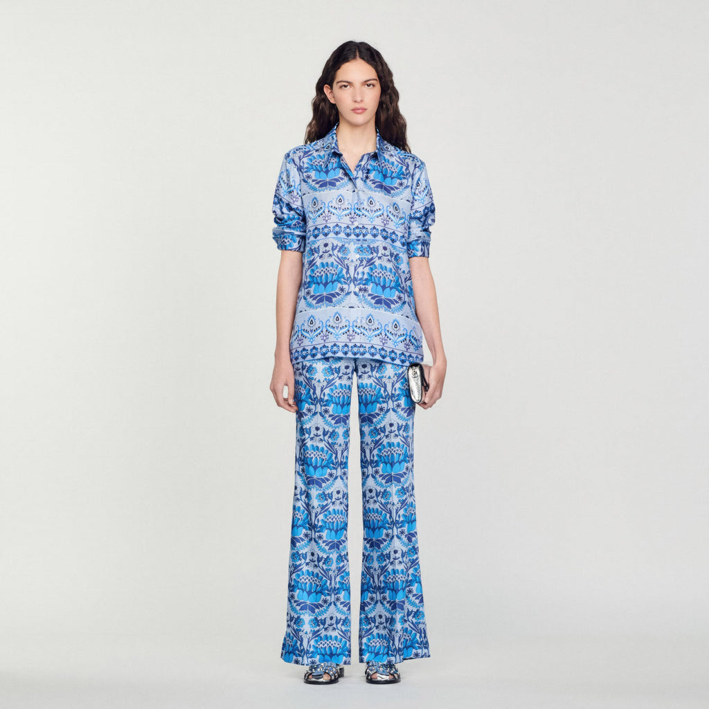 Fluid Scarf Print Trousers