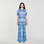 Fluid Scarf Print Trousers