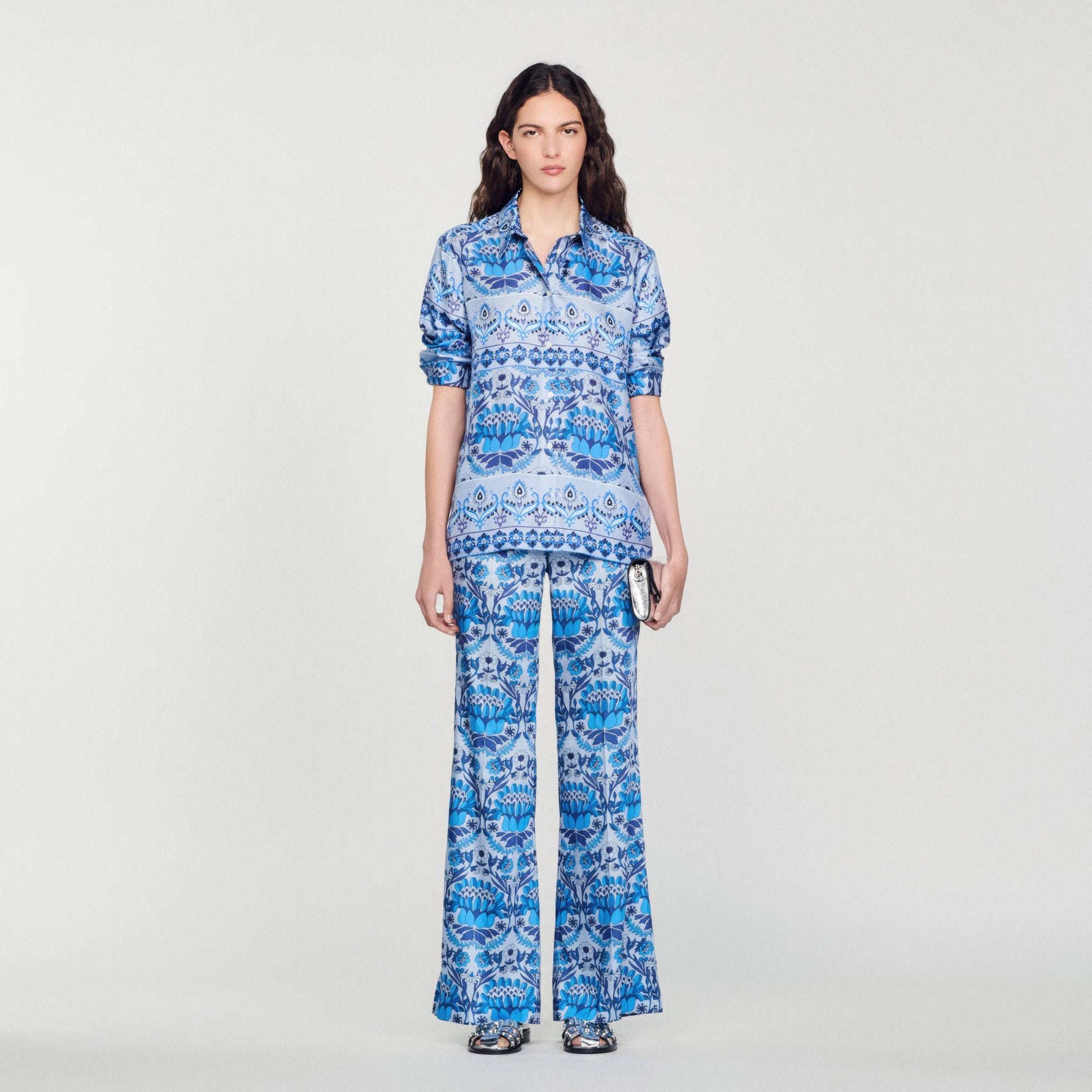 Fluid Scarf Print Trousers